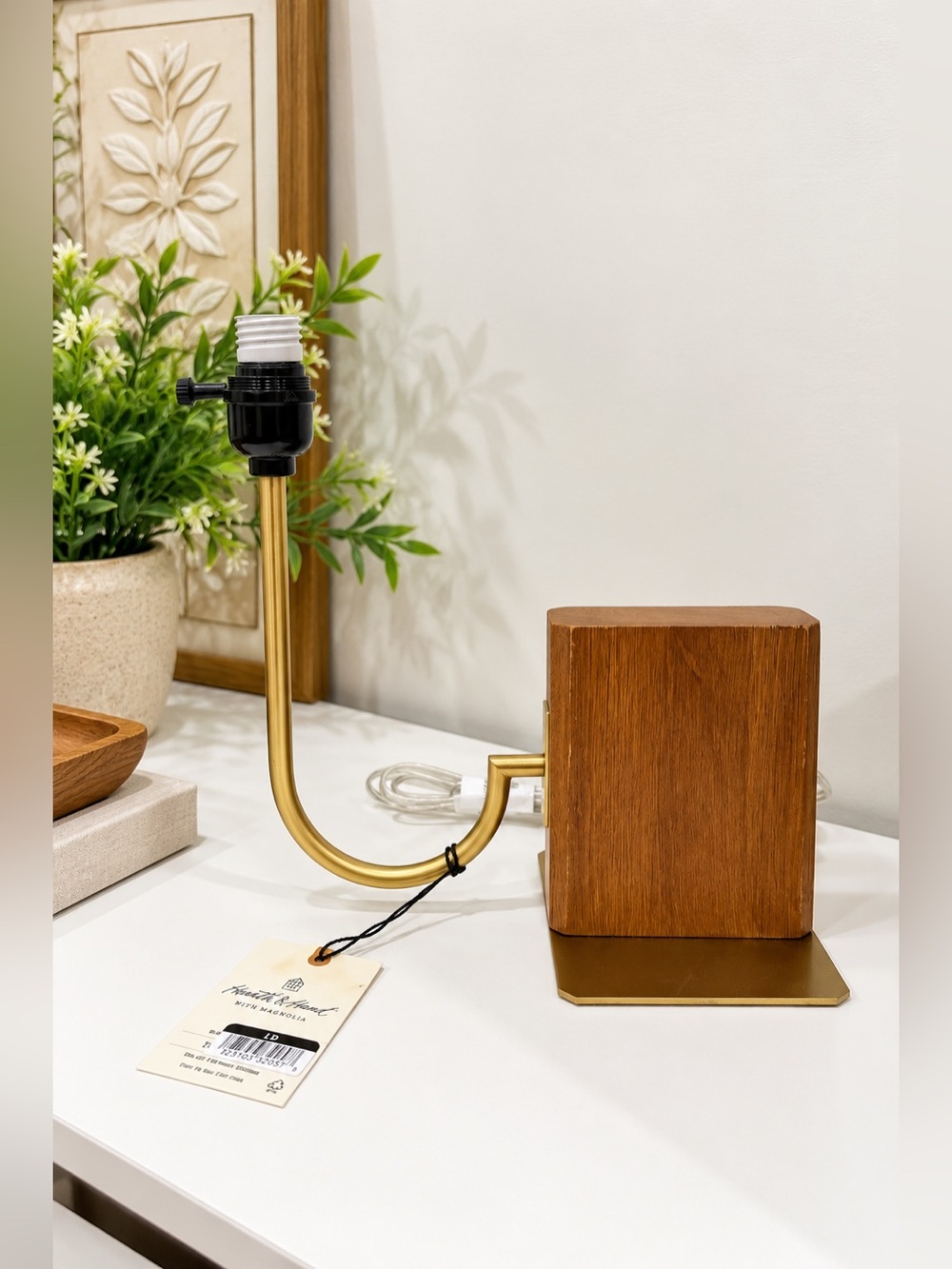 Wood Mid Tone Bookshelf Lamp - Hearth & Hand™ with Magnolia ( without shade )
